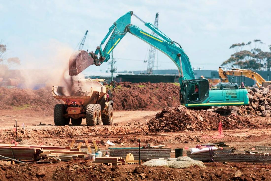 Excavator on a construction site